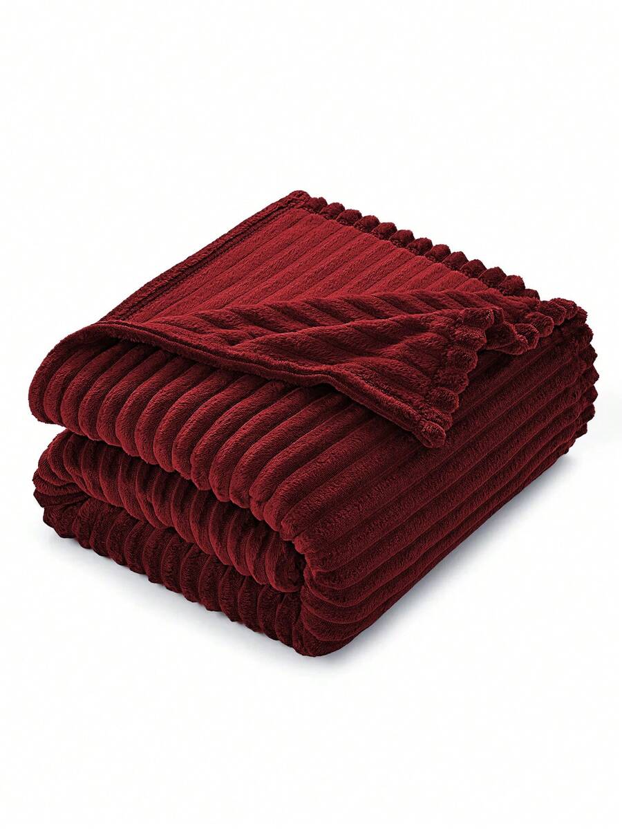 Double Coverlet With Striped Pattern Comfortable And Soft Different Colors - Vino - View 1