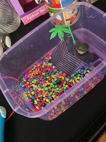 1 pieza Pecera de plástico para tortugas, incluye plataforma de asoleamiento, para criar tortugas brasileñas, tortugas de pantano, tortugas caimán - Morado - Ver 3