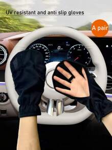 1pair Summer UV Protection Driving Gloves For Outdoor Cycling, Loose Fit, Non-Slip, Breathable Short Gloves - one-size - View 11