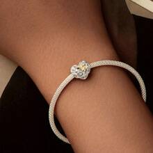 bamoer Colgante de plata de ley 925 Bamoer con hoja de ginkgo amarilla/planta/flor/mariposa de circonia, cuenta de otoño con rosa para ajustar el brazalete de mujer de joyería fina DIY