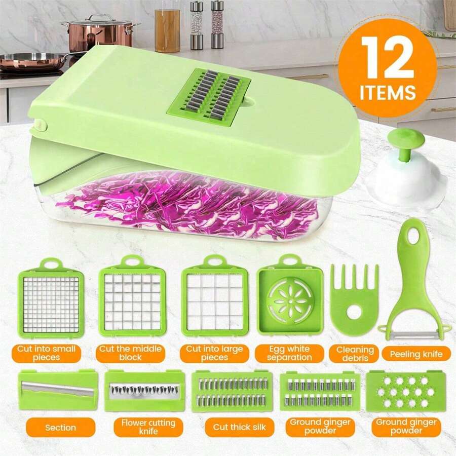 12In1 MultiFunctional Fruit & Vegetable Chopper, Made Of ABS