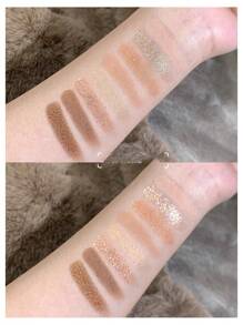 MUGE LEEN 9 色闪亮珠光哑光眼影盘，多功能闪亮眼妆 - 九色起司色眼影盤 - 查看 4