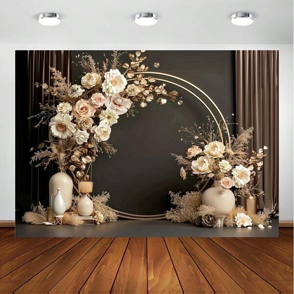 1pc Elegant White Rose Backdrop For Weddings And Engagements - Curtain Background For Bridal Showers And Photo Photography Backdrops Cloth,Christmas