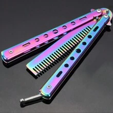 1pc Comb Style Butterfly Knife Toy, Folding Comb, Practice Butterflies Knife Beginner Training Toy, Best Gift For Gaming And Anime Fans - Multicolor - View 3