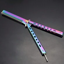 1pc Comb Style Butterfly Knife Toy, Folding Comb, Practice Butterflies Knife Beginner Training Toy, Best Gift For Gaming And Anime Fans - Multicolor - View 2