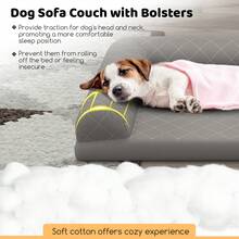 Dog Bed For Medium Small Dogs, Egg-Foam Dog Crate Bed With 3-Side Bolster, Removable Washable Bed Cover, Zippers, Non-Slip Bottom, Pet Sofa Couch Bed For Comfortable Sleep, 90 X 69 X 18 Cm, Grey - Grey - View 5