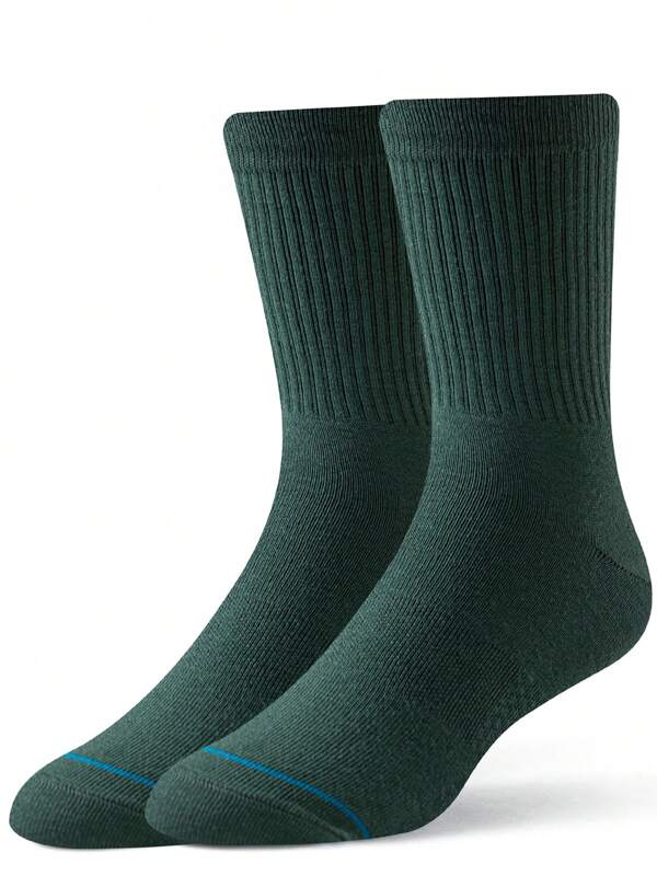 1 Pair Men's Socks Sports Casual Long Socks Women's Socks Solid Color Hipster Socks Winter Socks  High Socks ,Pop Socks Thick Socks Green Socks