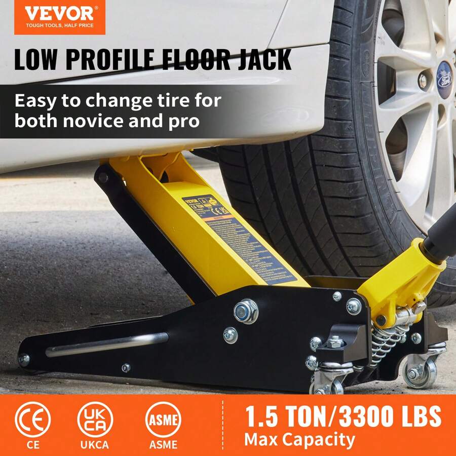 VEVOR Floor Jack 1.5 Ton Low Profile Floor Jack Aluminum And Steel