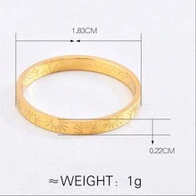 1pc Stainless Steel Ring With Sunflower Carving, Thin Ring, 18k Gold Plated Titanium Steel Valentines,Mom,Mother,Mother's Day,Gift - Stainless Steel Ring - View 2