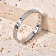 1pc Stainless Steel Ring With Sunflower Carving, Thin Ring, 18k Gold Plated Titanium Steel Valentines,Mom,Mother,Mother's Day,Gift - Stainless Steel Ring - View 7