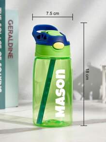 1 pieza Botella de agua con pajita personalizada con nombre, Taza con pajita personalizada de 480ml, Botella con pajita y tapa personalizada con nombre, Taza con pajita personalizada, Taza aislada personalizada, Conveniente para uso escolar, Botella de agua de verano, Artículos esenciales de cocina, Cocina en casa - Multicolor - Ver 5