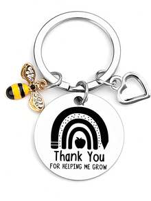 1 件 2024 新款蜜蜂心不锈钢钥匙扣，毕业、教师节、父母、同学的理想礼物