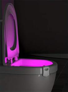 1pc Motion Sensor Toilet Night Light, 8-Color LED Bowl Light, Plastic Bathroom Accessory, AAA Battery Powered (Not Included) - Multicolor - View 4