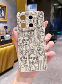 1pc dubbele belichting lijnfiguur patroon schokbestendig telefoonhoesje compatibel met IPhone/Galaxy/Infinix/Xiaomi Redmi/OPPO/VIVO