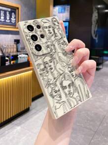 1pc dubbele belichting lijnfiguur patroon schokbestendig telefoonhoesje compatibel met IPhone/Galaxy/Infinix/Xiaomi Redmi/OPPO/VIVO