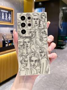 1pc dubbele belichting lijnfiguur patroon schokbestendig telefoonhoesje compatibel met IPhone/Galaxy/Infinix/Xiaomi Redmi/OPPO/VIVO