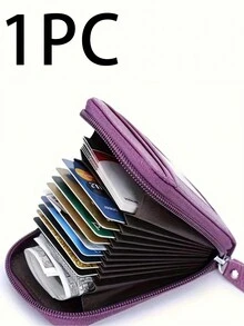 1 pieza Tarjetero con múltiples ranuras, estuche de tarjetas mini portátil con ventana transparente, monedero con cremallera mini, estuche de tarjetas de organza portátil para señoras, tarjetero de tarjetas de crédito y tarjetas de visita con cremallera vertical, pequeño y exquisito. Fácil de llevar, adecuado para salir y almacenamiento de viaje, de moda y versátil - Multicolor - Ver 1