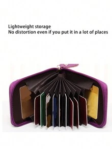 1 pieza Tarjetero con múltiples ranuras, estuche de tarjetas mini portátil con ventana transparente, monedero con cremallera mini, estuche de tarjetas de organza portátil para señoras, tarjetero de tarjetas de crédito y tarjetas de visita con cremallera vertical, pequeño y exquisito. Fácil de llevar, adecuado para salir y almacenamiento de viaje, de moda y versátil - Multicolor - Ver 3