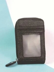 1 pieza Tarjetero con múltiples ranuras, estuche de tarjetas mini portátil con ventana transparente, monedero con cremallera mini, estuche de tarjetas de organza portátil para señoras, tarjetero de tarjetas de crédito y tarjetas de visita con cremallera vertical, pequeño y exquisito. Fácil de llevar, adecuado para salir y almacenamiento de viaje, de moda y versátil - Multicolor - Ver 8