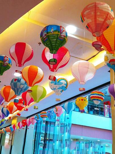 1pc, 12inch Paper Lantern Lampshade DIY Crafts Ceiling Hanging Decorations Party Supplies Colorful Hot Air Balloon Pendant For Weddings, Parties, And Birthdays -Foldable Paper Lantern, Christmas