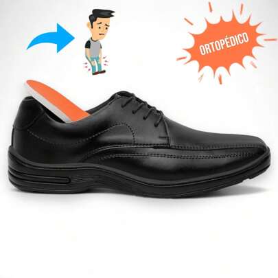 Sapato Casual Masculino Social Confortavel Ortopedico Elegante Com Cadarço