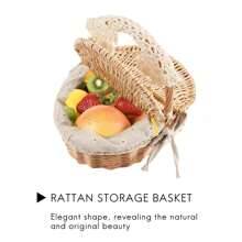 Hand Made Wicker Basket Wicker Camping Picnic Basket Shopping Storage Hamper And Wooden Wicker Picnic Basket - Multicolor - View 3
