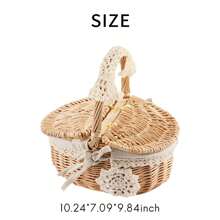 Hand Made Wicker Basket Wicker Camping Picnic Basket Shopping Storage Hamper And Wooden Wicker Picnic Basket - Multicolor - View 2