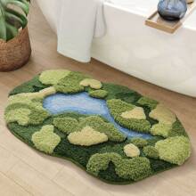 Moss Bath Mat, Ultra Thick Soft Green Bathroom Rug, Water Absorbent Non Slip Microfiber Bath Rugs For Bathroom Floor, Shower, Sink, Bedroom, 20"X32" - Rêu xanh - Xem 3