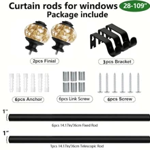 1 Set Asta per tende in resina trasparente di lusso in argento con foglia d'oro, resistente, impermeabile, antiruggine, combinazione metallica smontabile in più fasi, decorazione per casa, bagno, autunno, accessori per il bagno, ritorno a scuola