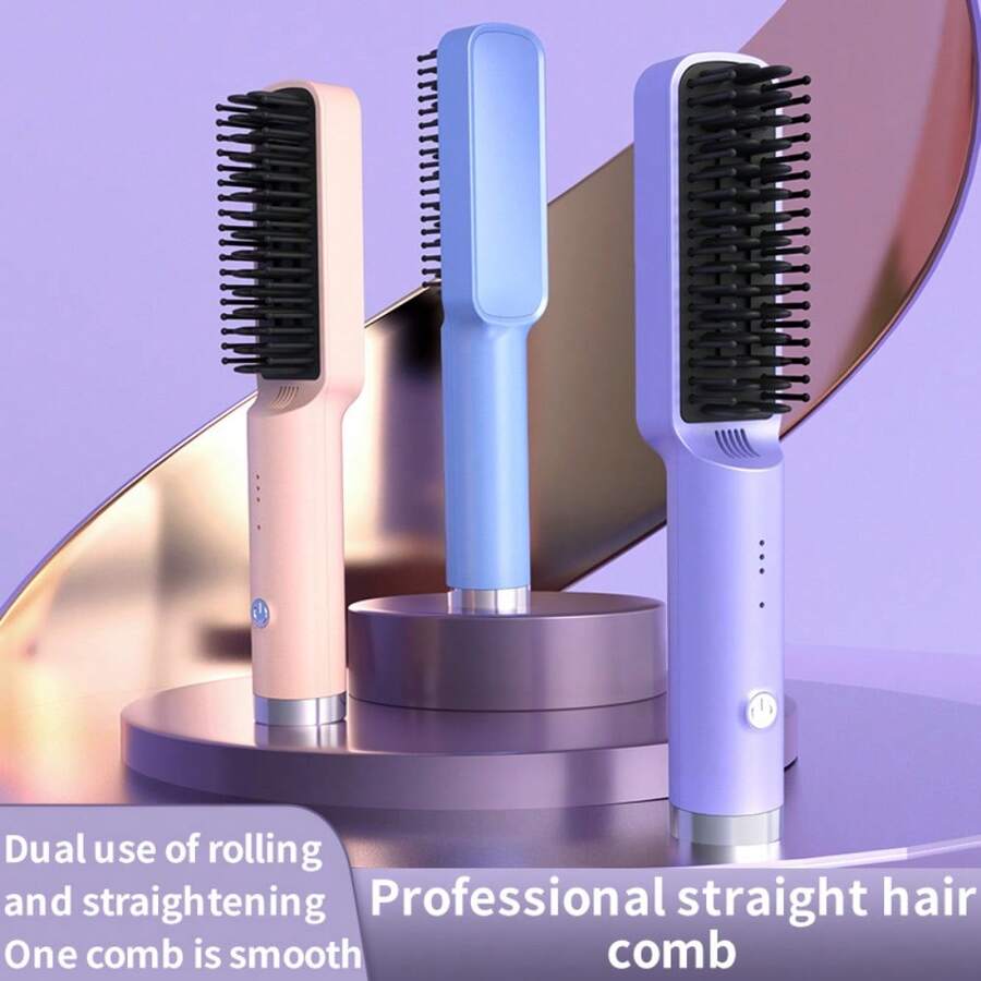 二合一直发梳 - 迷你、紧凑、适合旅行的设计，适合干湿造型。便携式拉直和卷发器，带可调节温度控制。母亲节或任何场合的完美礼物。可用作直发器、卷发器、平板夹、卷发器、卷发棒、直发器、直发器和卷发器、直发器和卷发器、直发器和卷发器。 - 查看 1