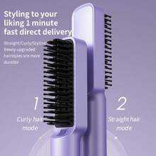 二合一直发梳 - 迷你、紧凑、适合旅行的设计，适合干湿造型。便携式拉直和卷发器，带可调节温度控制。母亲节或任何场合的完美礼物。可用作直发器、卷发器、平板夹、卷发器、卷发棒、直发器、直发器和卷发器、直发器和卷发器、直发器和卷发器。 - 查看 8