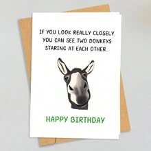1pc, Funny Donkey Birthday For Him Her, Quirky Birthday Card For Friend Brother Sister, Humorous Birthday Greeting Card For Men Women, Two Donkeys Staring At Each Other