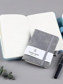 Caderneta de Bolso Pautada Mini A7 com Suporte para Caneta, 100 Folhas/200 Páginas, Tamanho 3,15*4,33 polegadas, Caderno, Caderneta de Trabalho, Caderno, Diário, Bloco de Anotações - Multicolorido - Visão 5
