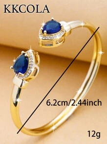 KKCOLA 1pc Fashionable Geometric Inlaid Bracelet For Women, Perfect For Party, Vacation, Beach, Festival, Gift - Yellow Gold - View 6