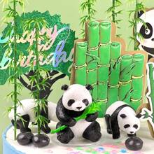 Juego de decoración de pastel con diseño de panda de dibujos animados, tapa de pastel para fiesta de cumpleaños - Multicolor - Ver 4