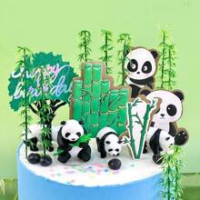 Juego de decoración de pastel con diseño de panda de dibujos animados, tapa de pastel para fiesta de cumpleaños - Multicolor - Ver 2