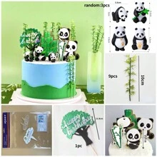 Juego de decoración de pastel con diseño de panda de dibujos animados, tapa de pastel para fiesta de cumpleaños - Multicolor - Ver 3