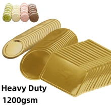 10 件金色蛋糕托盘矩形饼干托盘，重型纸板托盘，防油蛋糕底板，用于优雅甜点桌纸杯蛋糕展示蛋糕装饰的托盘，适用于生日派对婚礼、厨房、圣诞节礼物 - 金色 - 查看 12