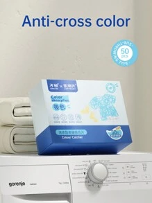 50 PCS Laundry Color Capture Sheets Matern'ella Clothes Color Capture Tissue Color Wash Dye Proof Cloths, Clothes Staining Dye Catcher, Keeps Clothes In Original Color, Laundry Color Capture Sheets For Home, School Or Apartment 1 Pack - White - View 2