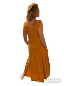 Regatão Dress With Pocket And Side Slit - 芥末黃 - 查看 2