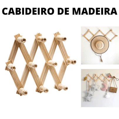 Cabide de Acorde de Madeira com 10 Pinos Retrátil e Ajustável, Decorações de Halloween para Porta e Parede, Fantasias de Halloween, Decoração de Outono, Decoração de Festival