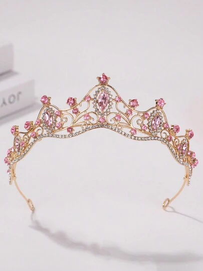 1pc Women Elegant Princess 3D Crown Rhinestone Headband Birthday Hair Accessories Tiara Costume Crown Hair Garland Headpiece, Tiara Crown, Wedding, Bridesmaids Gifts, Looks Of Party