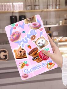 1 Stück Tablet Hülle mit Süßwaren Motiv - Donut, Tiere, Erdbeeren, Kuchen. Stoßfest, mit Stifthalter, Sleep/Wake Funktion. Kompatibel mit Samsung, Huawei, Xiaomi und iPad