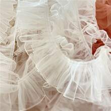 Vải ren organza xếp ly rộng 10cm/3,94in Vật dụng may vá - màu đen - Xem 11