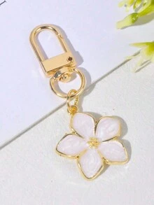 1 件花朵吊饰钥匙扣节日风格可爱多彩花卉图案钥匙圈夹汽车包吊坠珠宝女士纪念品生日礼物花卉设计包饰时尚包包配饰单肩包斜挎包手提包手袋派对节日礼物生日情人节时尚潮流简约少女女孩女士大学生教师礼物配饰装饰趣味礼物，趣味礼物汽车配饰女士钥匙链吊饰学校用品教师礼物返校教师配饰 - 白色 - 查看 2