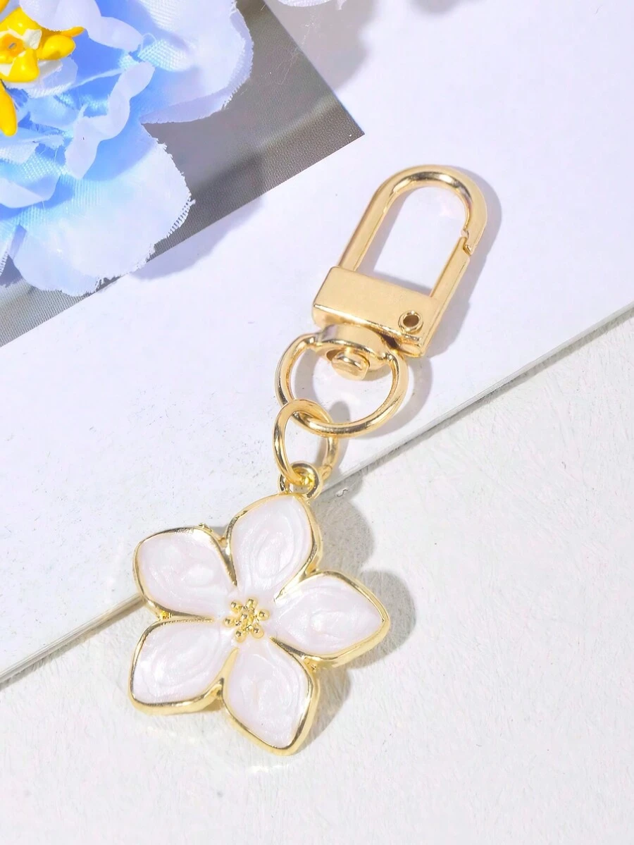 1 件花朵吊饰钥匙扣节日风格可爱多彩花卉图案钥匙圈夹汽车包吊坠珠宝女士纪念品生日礼物花卉设计包饰时尚包包配饰单肩包斜挎包手提包手袋派对节日礼物生日情人节时尚潮流简约少女女孩女士大学生教师礼物配饰装饰趣味礼物，趣味礼物汽车配饰女士钥匙链吊饰学校用品教师礼物返校教师配饰 - 白色 - 查看 1
