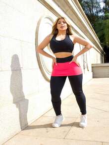 Gym Set Top And Pants With Skirt + Gift - Màu Hồng Tươi - Xem 4