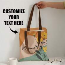 1 件定制帆布袋，独特设计（照片、风景、插图），可折叠，大容量，轻便，时尚，个性化手提包，单肩包，休闲购物袋，开学季购物 - 彩色 - 查看 1