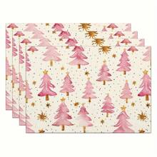 1/4 Tấm lót bàn bằng vải polyester hình cây thông Giáng sinh màu hồng với hình nón thông, kim và chuông quà tặng, Thảm trải bàn in họa tiết ngôi sao cây thông Giáng sinh, Thảm trải bàn trang trí nhà bếp, Trang trí Giáng sinh, Trang trí bàn, Đồ dùng nhà bếp, Trang trí nhà cửa, Quà tặng (32 * 42cm) - Nhiều màu - Xem 20