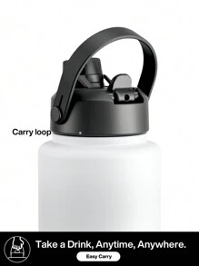 40 盎司保温水瓶，带二合一吸管和壶嘴盖，保冷 24 小时，防漏，双层不锈钢水瓶，适用于运动、健身房、旅行和学校（Frosty Birch） - 白色 - 查看 6